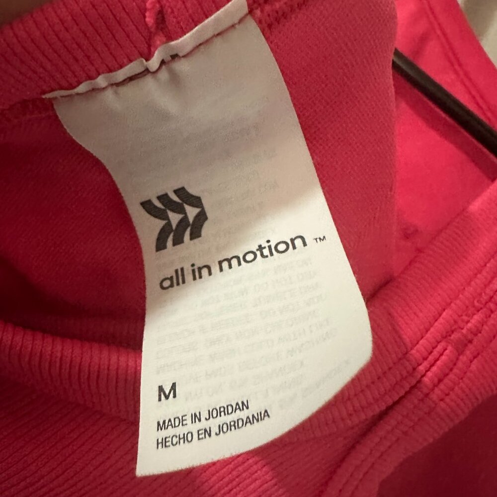All In Motion Ribbed Active Tank, Built In Bra Racer Back Pink Size M - Picture 5 of 6